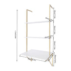 Miumaeov 3 Tier Ladder Shaped Desk Wall Mounted Shelf Floating Hanging Display Rack for Laundry Room Bathroom Kitchen Bedroom Office Gold