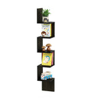 Furinno 5 Tier Wall Mount Floating Corner Square Shelf, Espresso