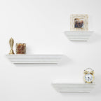 Gallery Solutions Traditional Distressed White 3 Piece Floating Ledge Shelf Set