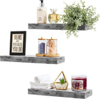 Sorbus 16.25" Gray Rustic Floating Shelves (Set of 3) – Wall Storage for Décor, Frames, Trophies