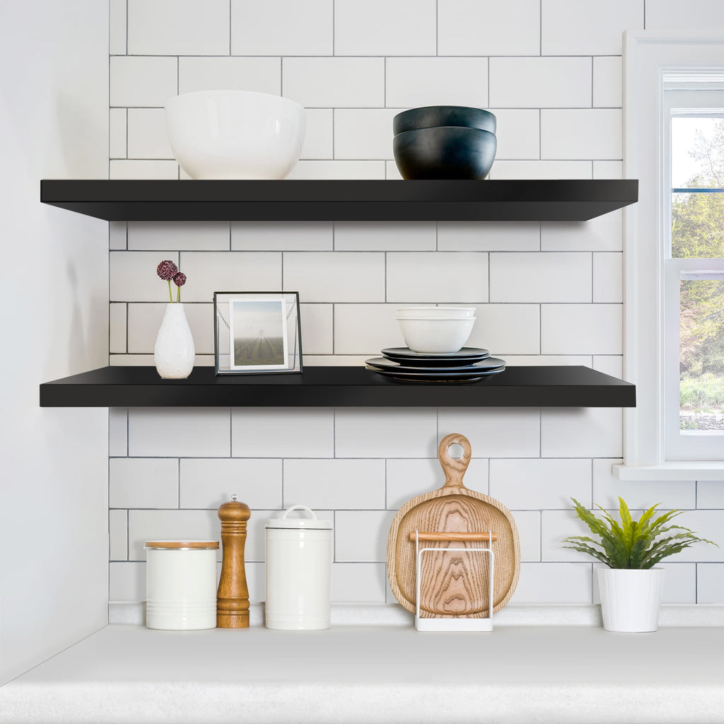 Sorbus 3-Pack 35"x9" Floating Wall Shelves for Bedroom, Kitchen, Bathroom, Home Décor, Black