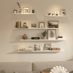 Long Floating Shelves for Wall Set of 5, 47 Inch White Wooden Picture Ledge Shelves for Bathroom, Bedroom, Kitchen, Living Room Storage and Decoration
