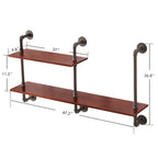 Ivinta 2-Tier Shelf Industrial Pipe Shelving Farmhouse Floating Shelves Wall Bookshelf for Kitchen Living Room Bathroom