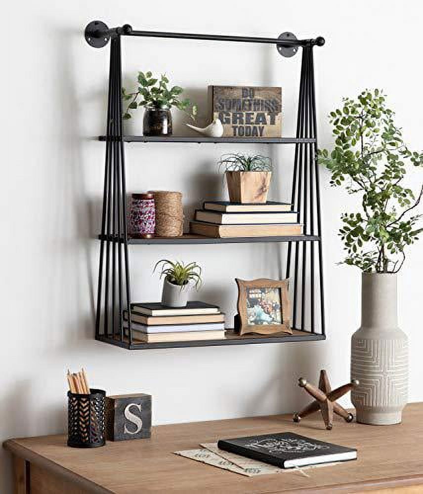Kate and Laurel Metal Floating Shelves, Set of 1, 8" x 23.25", Rustic Brown