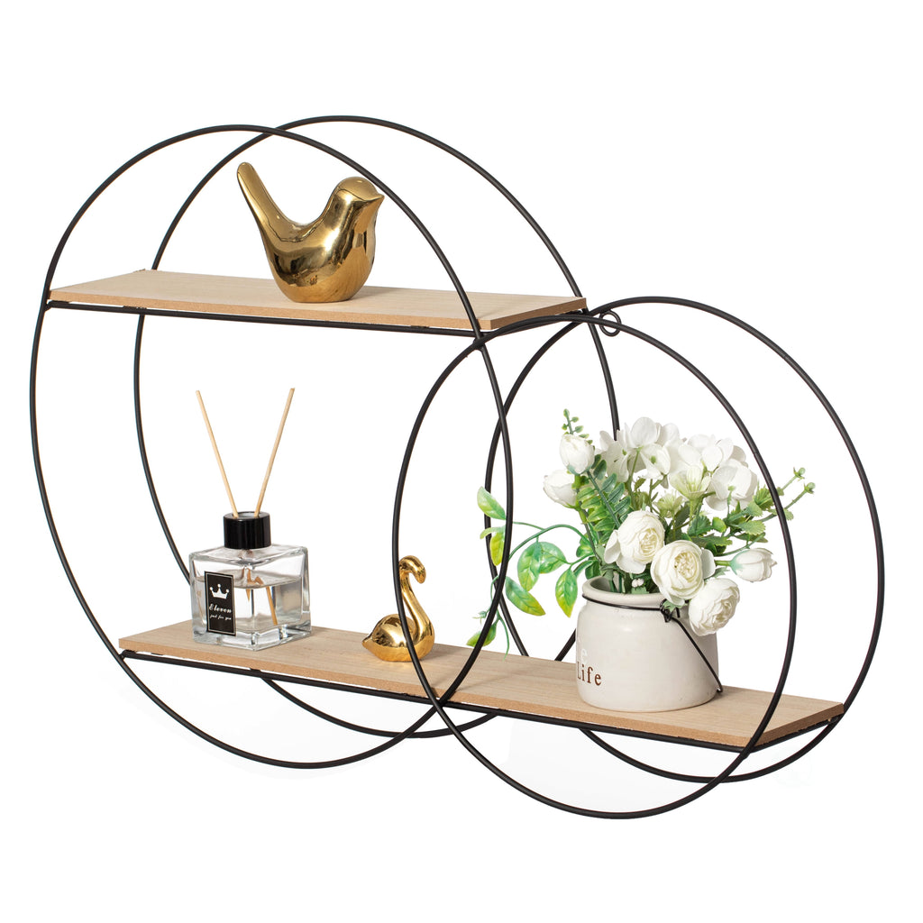 Vintiquewise 4-Tier Floating Circular Silhouette Wall Shelf - Metal Wall-Mounted Display Shelf, Multi-Functional Wall Storage - Perfect for Entryway, Bathroom, Bedroom, Living Room or Office, Gold
