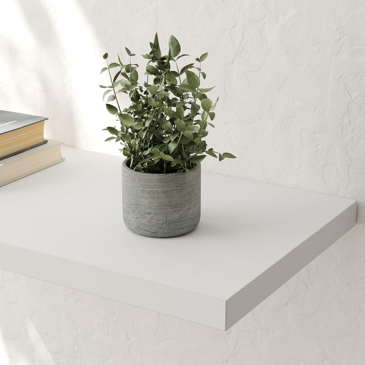 LANDMOK 12.7 Inch Deep Floating Shelf, 24 x12 Inch Large Wall Mounted Shelf for Kitchen, Bathroom, Living Room, White (2 Pack)