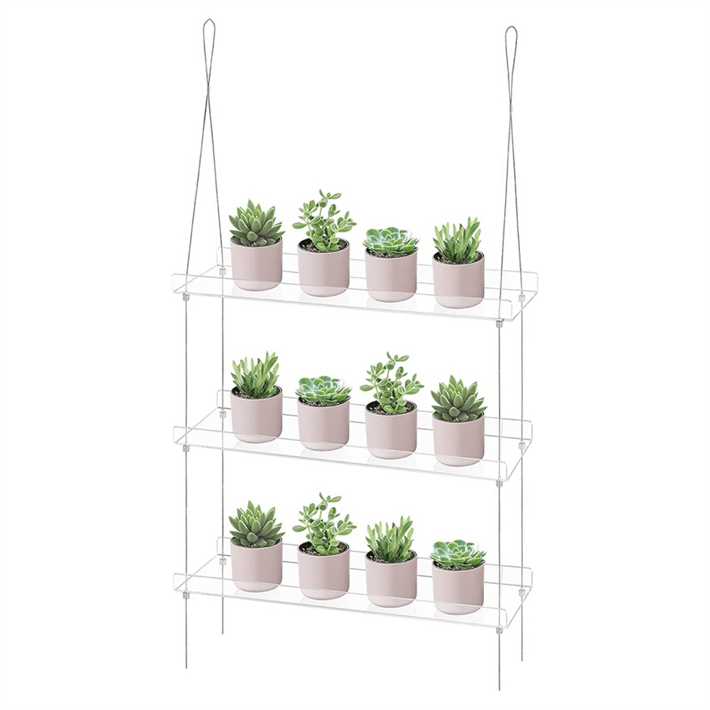 3-Tier Window Plant Shelves 16 Inch, Acrylic Adjustable Hanging Floating Shelf, Window Sill Extender for Indoor Plants