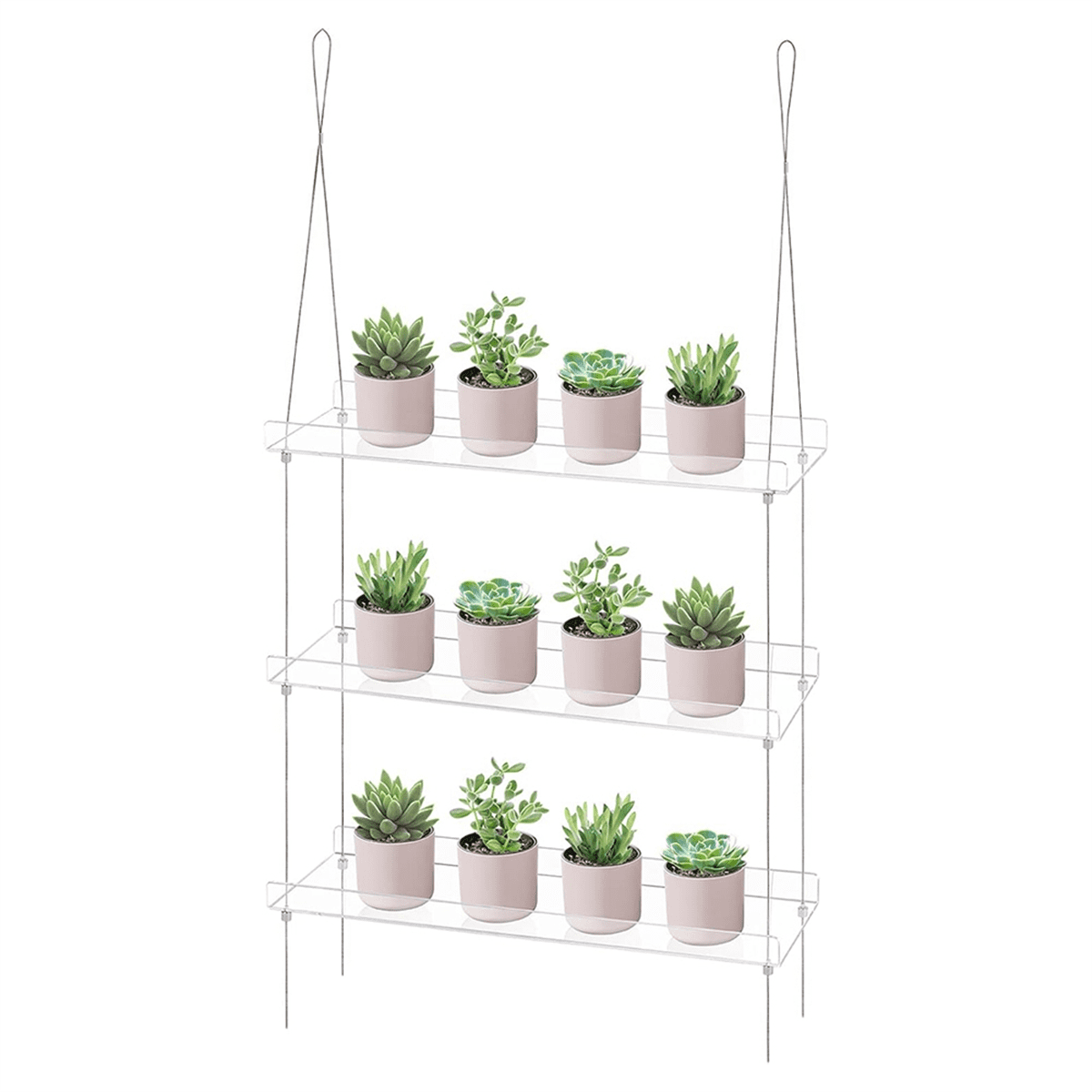 3-Tier Window Plant Shelves 16 Inch, Acrylic Adjustable Hanging Floating Shelf, Window Sill Extender for Indoor Plants