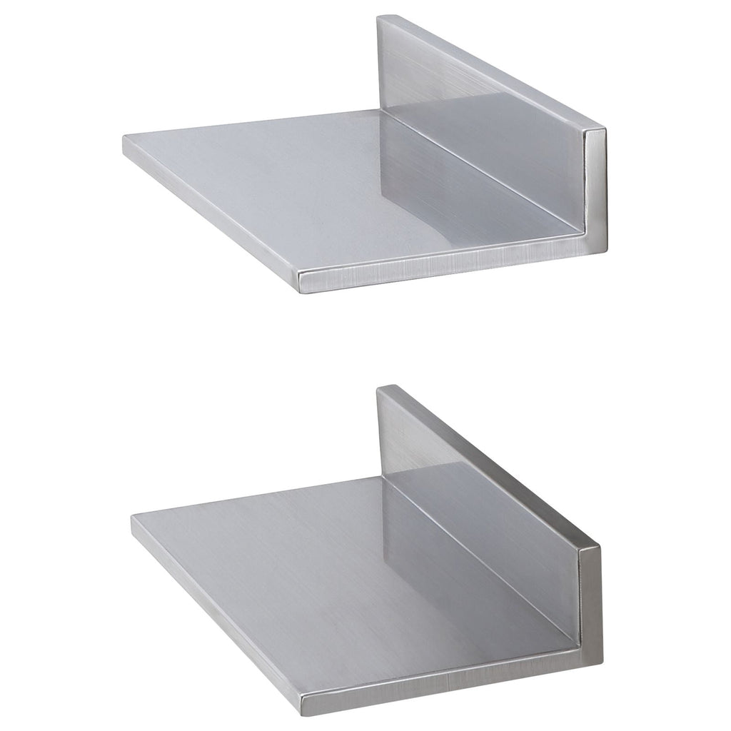 Wall-Mounted Stainless Steel Floating Shelf, 430 Stainless Steel, 44 lbs Capacity, L-Shape Design, for Kitchen Bedroom Garage