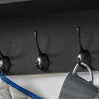 Entryway Floating Utility Wall Shelf with Hooks - Wall Mounted - Black