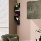 Sorbus 5-Tier Floating Corner Wall Shelf, Zigzag Bookshelf, Space-Saving Storage, Black