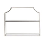 Kate and Laurel Ciel Modern Glam Wide Two-Tier Wall Shelf, 24 x 20, Silver, Tiered Bathroom Shelves for Over the Toilet Storage or Bedroom Makeup Organizer