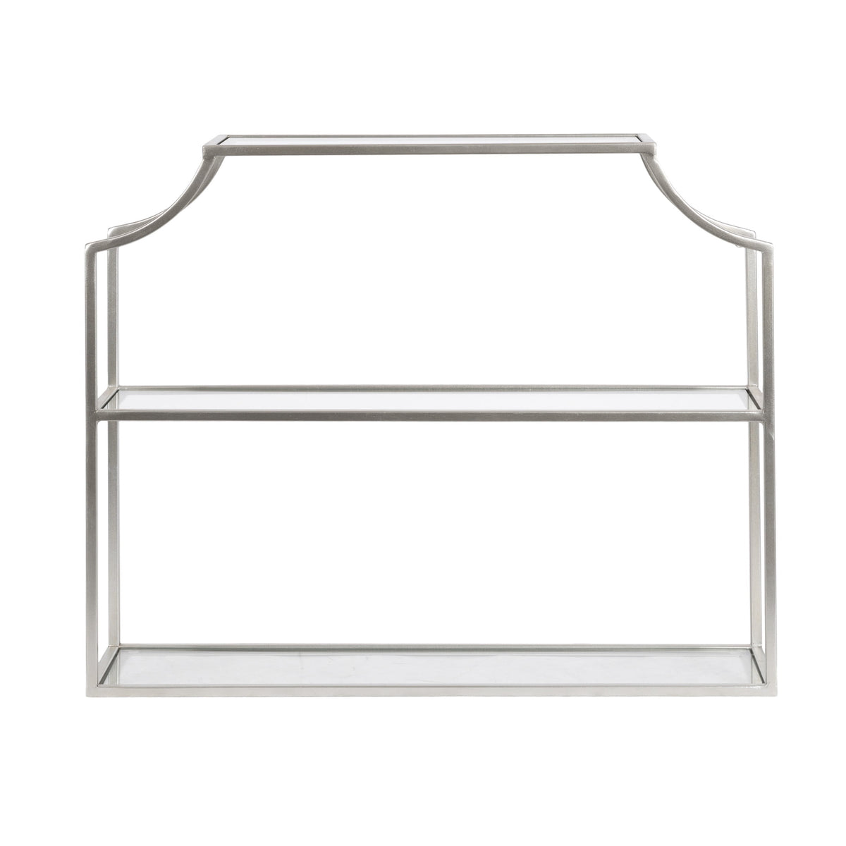 Kate and Laurel Ciel Modern Glam Wide Two-Tier Wall Shelf, 24 x 20, Silver, Tiered Bathroom Shelves for Over the Toilet Storage or Bedroom Makeup Organizer