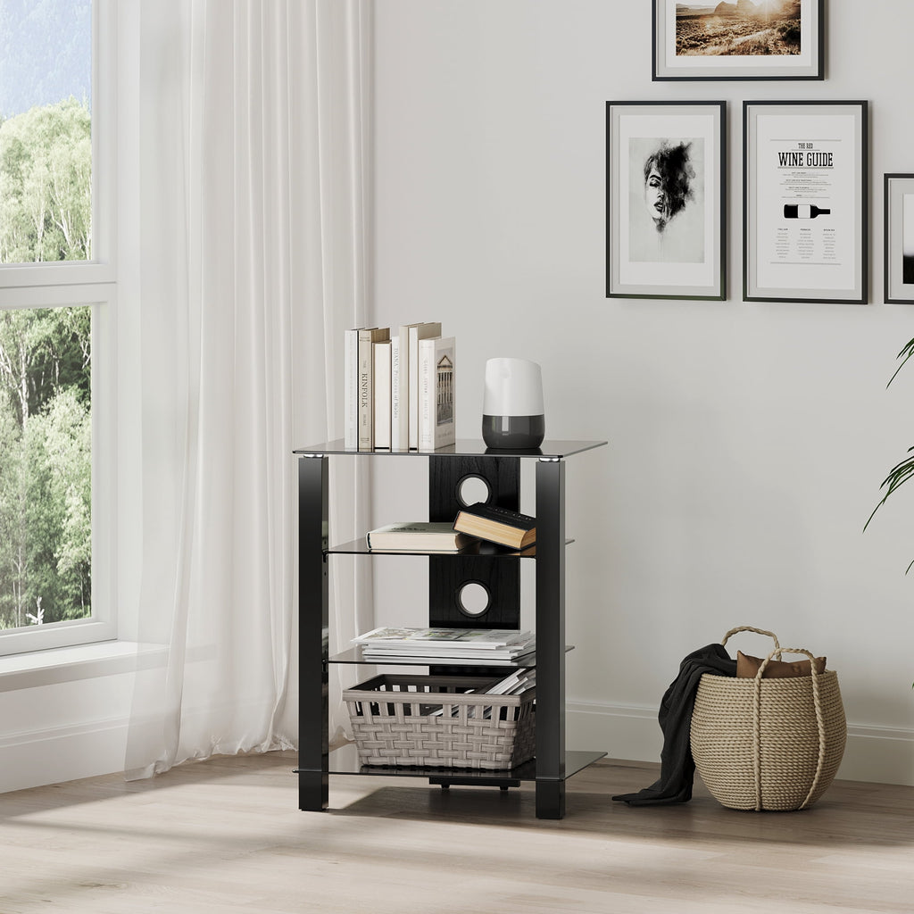 FITUEYES Metal Floating Shelves, 23.6" x 17.9", Black