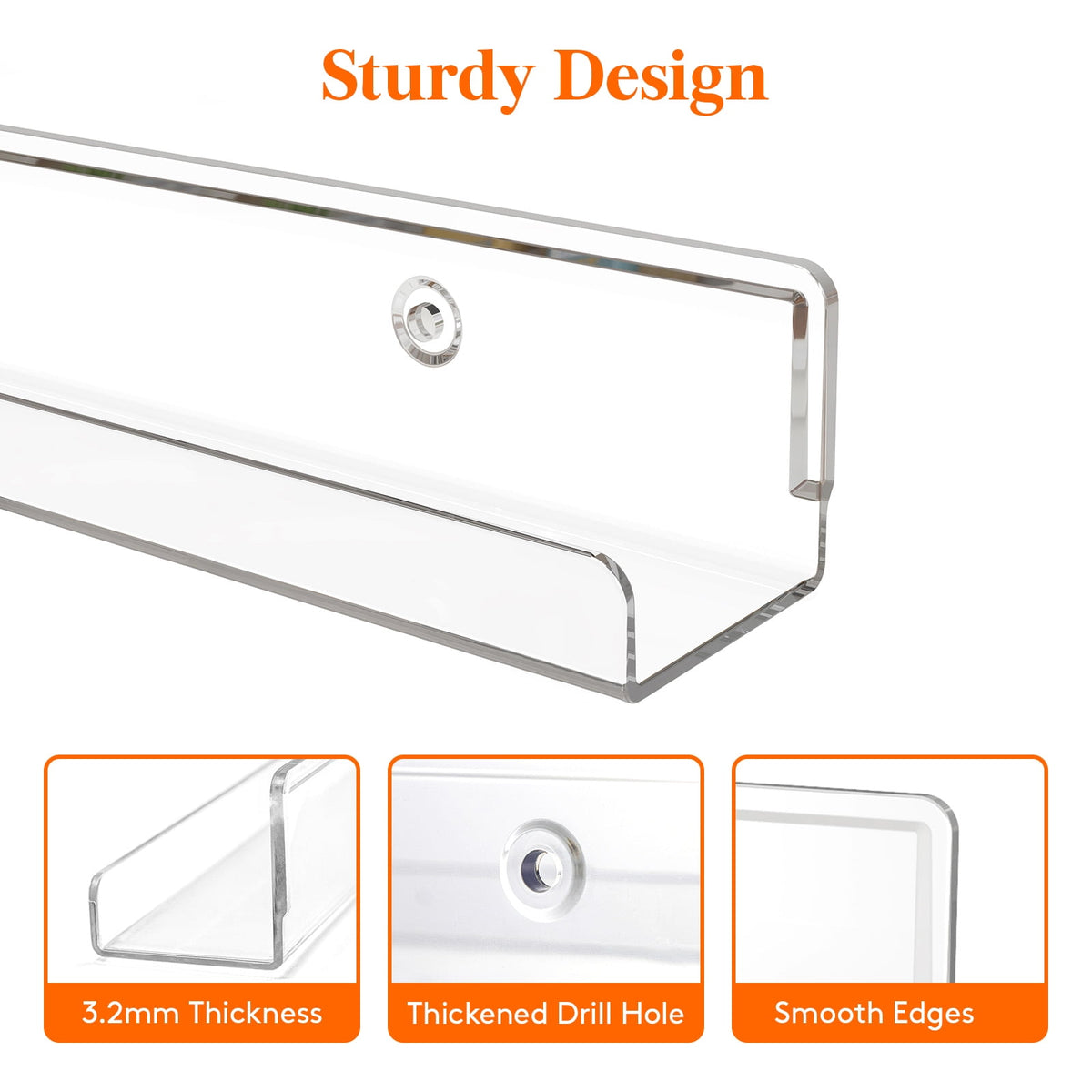 Lifewit Floating Shelves for Vinyl Record, 12 Pack 12" Clear Acrylic Wall Shelf Room Decor for Book/Photo/Picture/Makeup Display in Bedroom, Living Room, Bathroom Storage and Organization