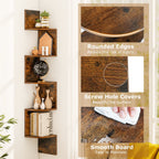 Topbuy 5-Tier Corner Shelf Wall Mount Floating Corner Bookshelf Industrial Corner Ladder Shelf Coffee