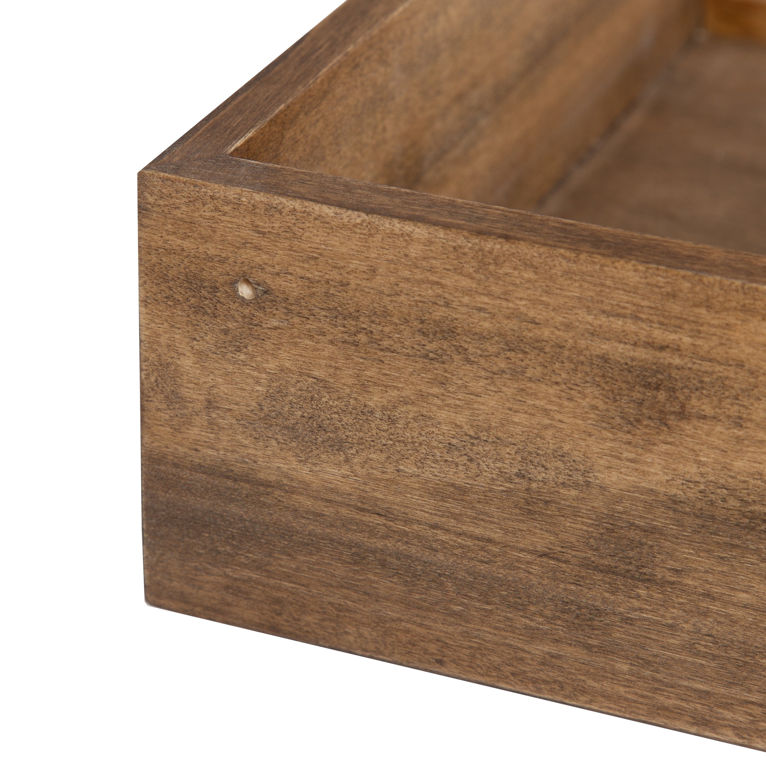 Kate and Laurel Levie Rustic Modern Floating Corner Wood Wall Shelves, 12 x 12 Inches, 2 pack, Rustic Brown