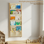 Wood 6-Tier Wall Mounted Kids Bookshelf – Floating Book Shelf For Kids Rooms,Nursery & Classroom, Hanging Bookcase Organizer For Books, Toddler Book Shelf, Montessori Bookshelf, Nursery Shelves