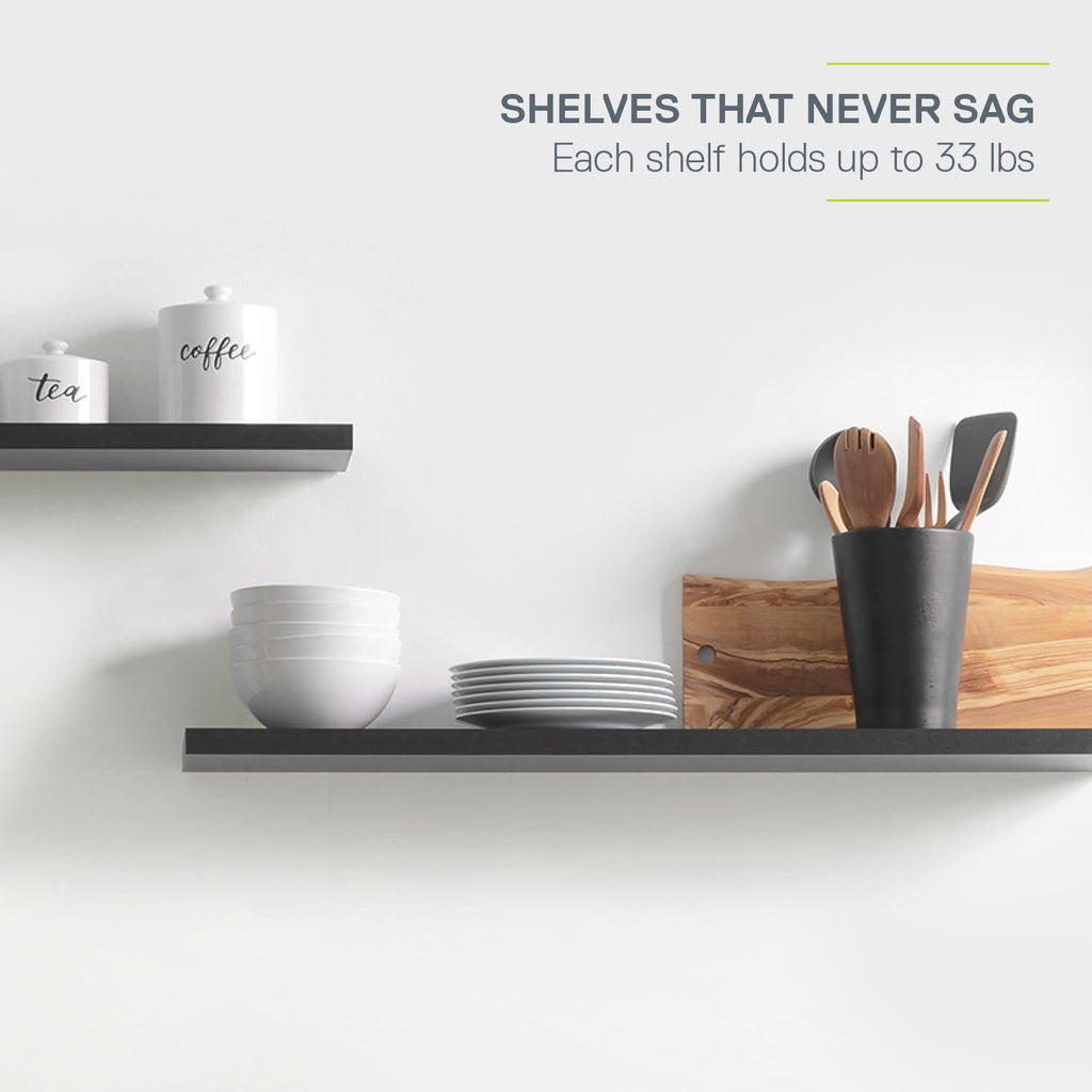 Delta Cycle Slim Floating Wall Shelves, Set of 2, 24’ x 8’ x 1’, White