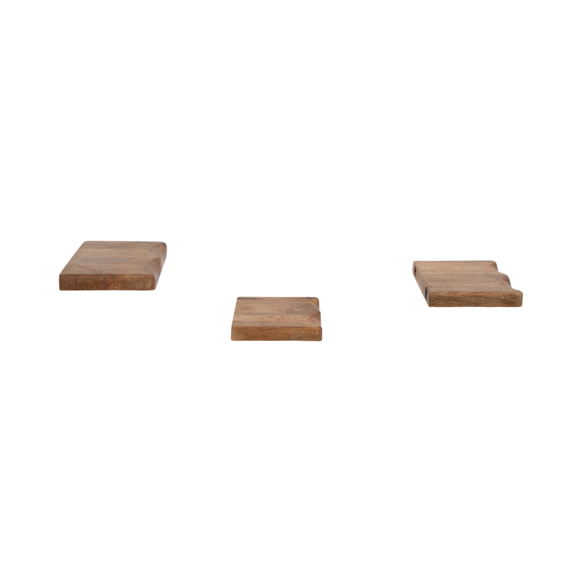 Rectangular Mango Wood Floating Shelf for Home Decor - Hanging Storage Organizer Shelves for Living Room, Office, and Entryway - Storage Organizer Accents for Study Room - Set of 3, 1", Brown