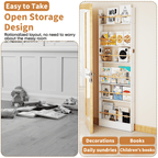 VGBYUJ 6 Tier Behind The Door Bookshelf, 70" Thin Narrow Bookshelf, Space Saving Wall Book Shelf Coner Bookshelf, White