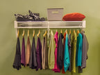 ez shelf diy expandable closet shelf & rod - 19.5? - 29" - white - mounts to back wall (floating) with 2 end brackets -easy to install-strong-wire shelving alternative-rod & shelf