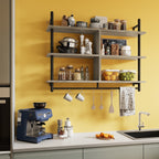 Bestier 41" Industrial Pipe Shelves Wall Mount, 3-Tier Floating Shelves for Kitchen Bedroom Bathroom in Grey