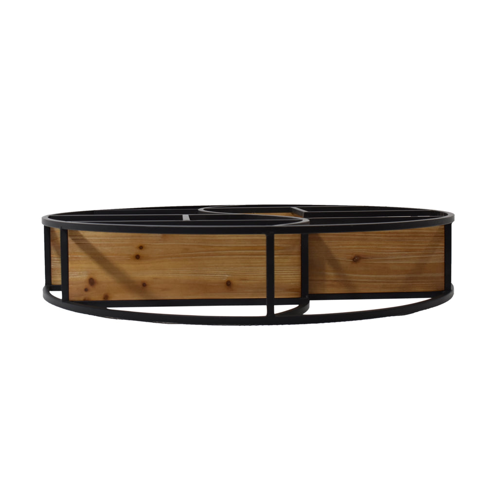GDF Studio Circular Iron Floating Shelf, 6.50" x 34", Black