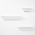 Gallery Solutions Traditional Distressed White 3 Piece Floating Ledge Shelf Set