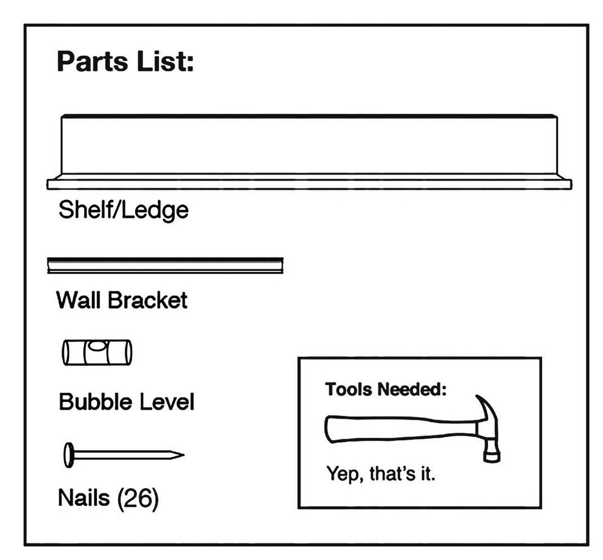 (2 pack) Hangman No Stud Floating Shelf - 24"- Black - Aluminum - Level and Hardware Included - No Drills or Anchors Needed