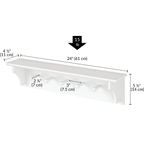 Ballucci Wall Coat Rack Shelf, Entryway Floating Shelf Rack, 5 Pegs, 24", White