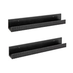 Kate and Laurel Furrow Modern Wood Photo Display Ledges, Set of 2, 24 Inches, Black, Scalloped Floating Picture Ledge Shelf Set with Lip for Use as Dorm Book Shelves or Gallery Wall Decor
