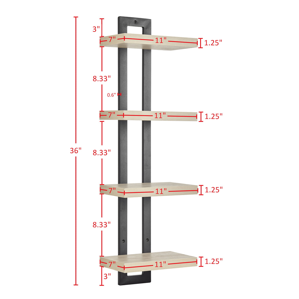 Danya B. 4-Tier Ladder Bracket Floating Wall Shelves - Black Metal and Walnut Finish