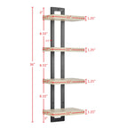 Danya B. 4-Tier Ladder Bracket Floating Wall Shelves - Black Metal and Walnut Finish