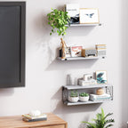 3+1 Tier Bathroom Floating Shelves Over Toilet, 15.8in Farmhouse Rustic Wood Shelves, Wall Decor for Bathroom, Living Room,Bedroom and Kitchen (Gray)