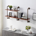 Ivinta 2-Tier Shelf Industrial Pipe Shelving Farmhouse Floating Shelves Wall Bookshelf for Kitchen Living Room Bathroom
