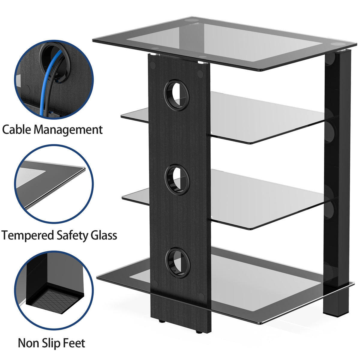 FITUEYES Metal Floating Shelves, 23.6" x 17.9", Black