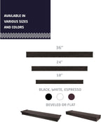 HIGH & MIGHTY Modern 24" Floating Shelf Holds up to 20 lbs, Easy Tool-Free Dry Wall Installation, Flat, Espresso | 515659