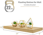 Sorbus 2 Pack Wood Floating Shelves Wall Hanging Length 24-inch, Maple Wood