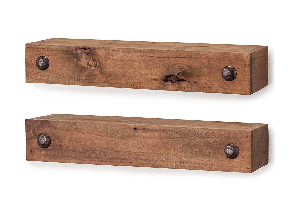 DRAKESTONE Farmhouse Floating Shelf w/ Clavos, 2-Pack - Walnut