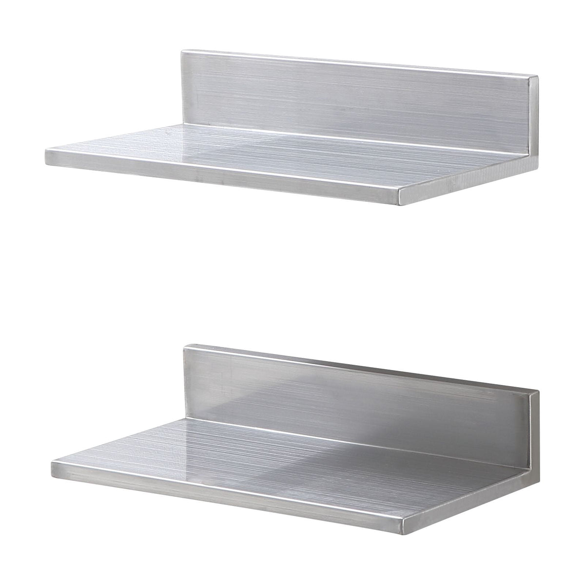 Wall-Mounted Stainless Steel Floating Shelf, 430 Stainless Steel, 44 lbs Capacity, L-Shape Design, for Kitchen Bedroom Garage