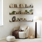 Farmhouse 48″W x 8″D Brown Floating Shelves Set of 3,Wood Book Shelves for Decor