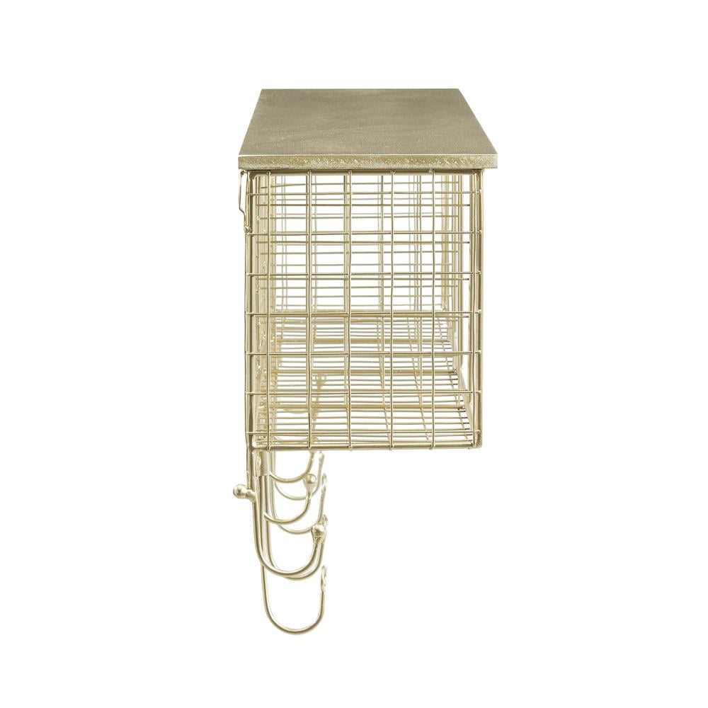 Linon Four Cubby Metal Wall Shelf in Gold
