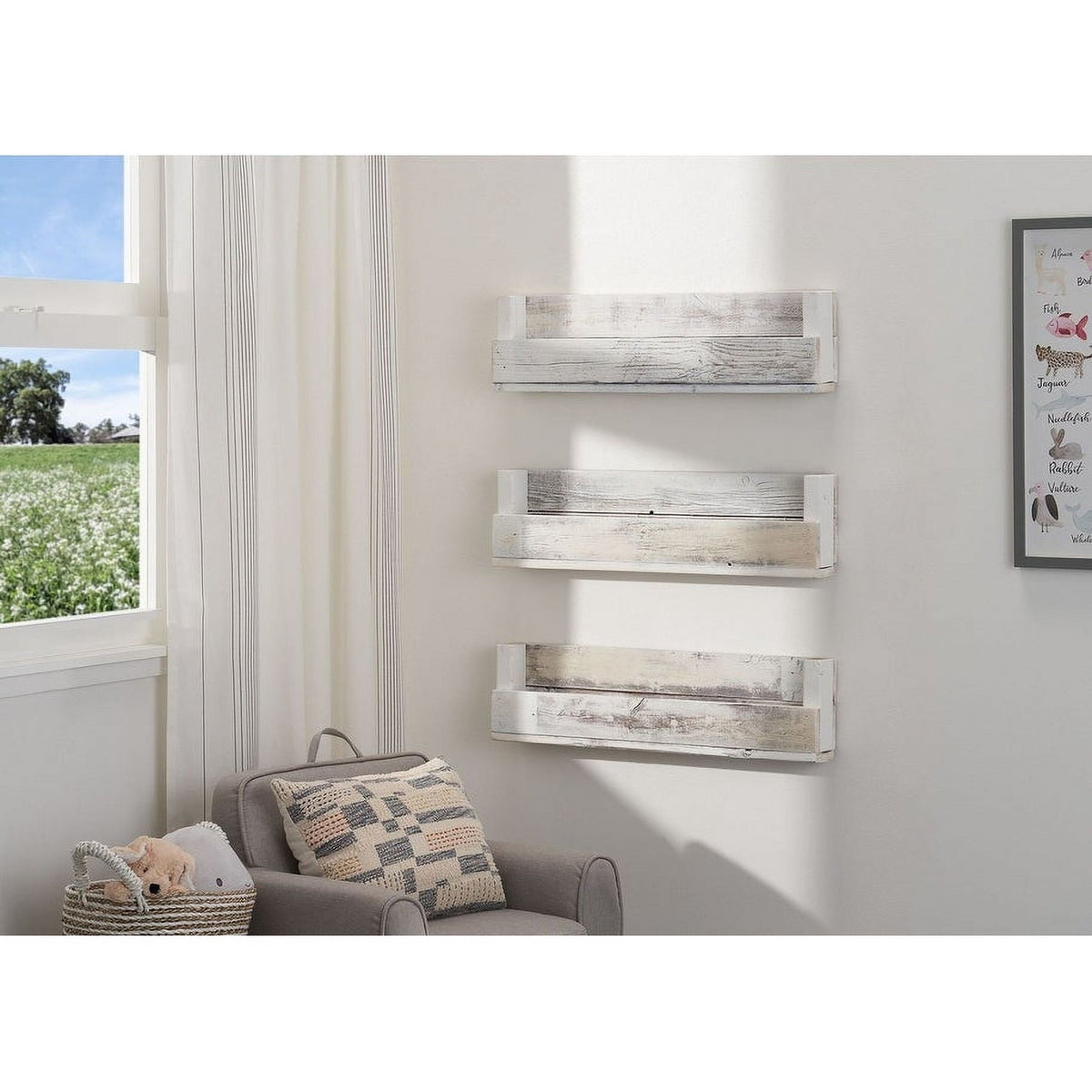 DRAKESTONE Floating Book + Display Shelf, 3-Pack - White Wash