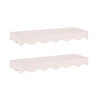 Kate and Laurel Maida Modern Decorative Wavy Wall Floating Shelves, Set of 2, 24 x 8, Pink, Functional Scalloped Kitchen and Bathroom Shelves for Above Toilet or Cute Dorm Room Bookshelves