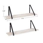 Kate and Laurel Soloman Wooden Floating Wall Shelves, Set of 2, White and Black, Decorative and Functional Floating Shelf for Storage and Display on Wall