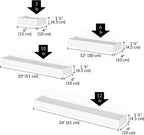 Ballucci Modern Floating Shelves, Set of 4 Wood Wall Mount Shelves, White