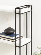 Kate and Laurel Lintz Modern Industrial Wood and Metal Floating Wall Shelves with Black Metal Frame, Rustic White