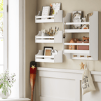 STAROUS 2-Tier Hanging Bookshelves for Wall Decor and Storage Floating Nursery Book Shelves with Hooks, Wall Mounted Baby Book Shelf