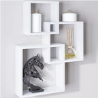 Ballucci Interlocking Cube Floating Shelves, Wall Mount Wood Square Box Shelves, Black